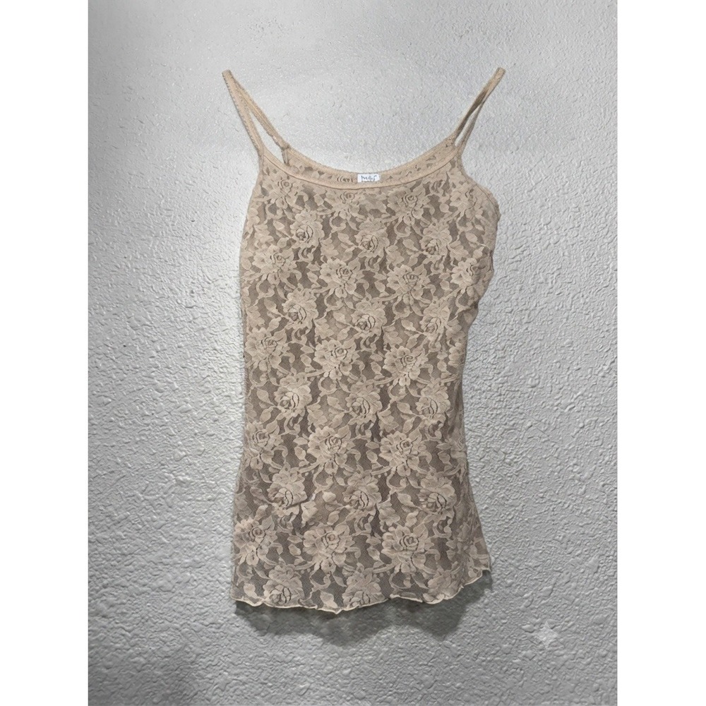 Vtg Lace Cami Tank Sheer Small Y2K Girly Festival Retro Fairy
